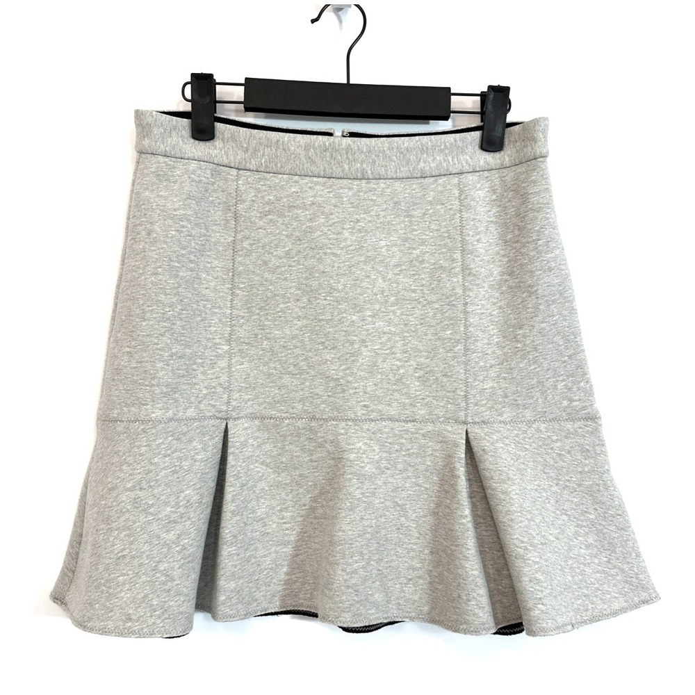Madewell Women's Jersey Bonded Gray Ruffle Skirt Sz 8 Medium Preppy Office Comfy